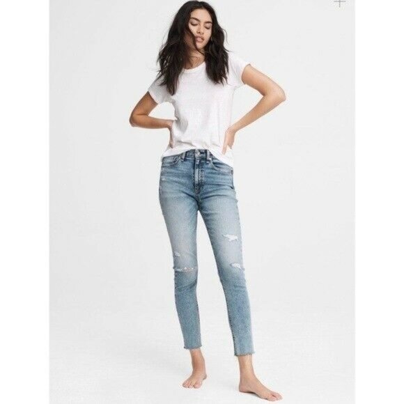 rag & bone Denim - RAG & BONE Nina High-Rise Ankle Skinny Ripped Jeans Size 30